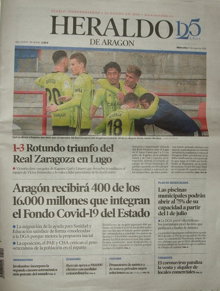 Sports Goods Mania スペイン アラゴン州 現地新聞 Heraldo De Aragon エラルド デ アラゴン 紙 年6月17日 水曜日 発行号