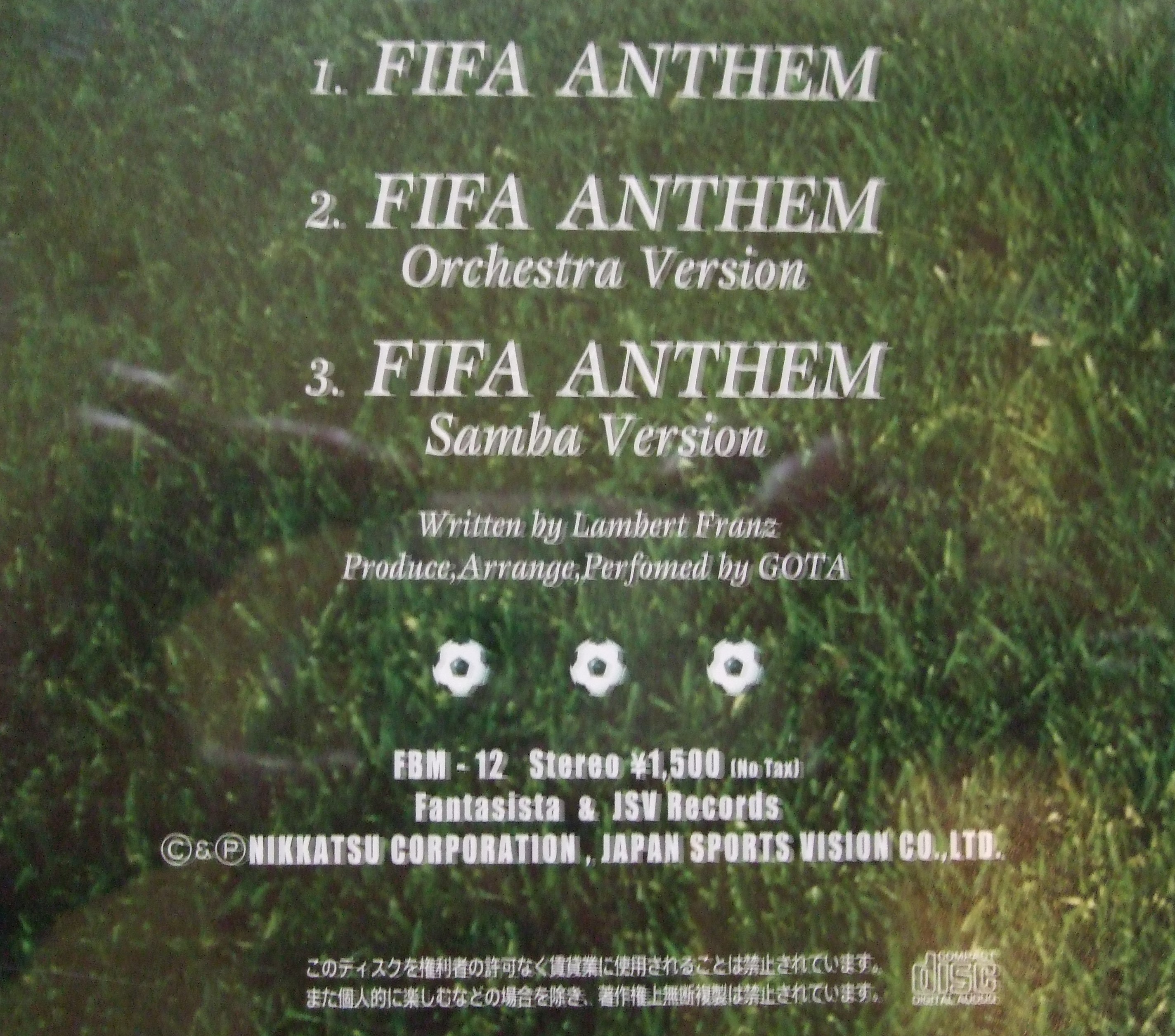 Sports Goods Mania 中古 美品 サッカーワールドカップアンセム Fifa Anthem By Gota Yasiki マキシシングルｃｄ